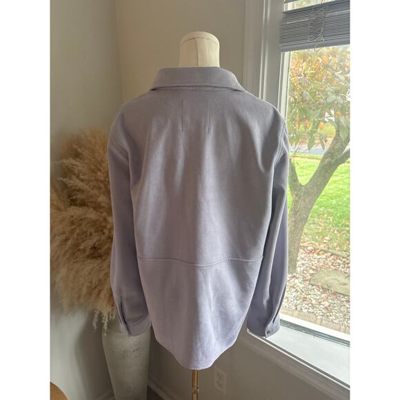 Bagatelle Purple Faux Suede Snap Button Shacket Womens Large Lavender Jacket - Picture 6 of 7